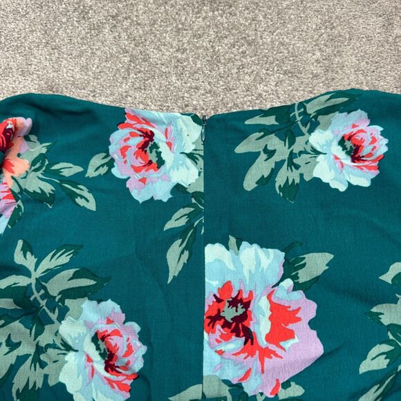 Minkpink Ruffle Floral Romper Womens small Green Long Sleeve V-Neck Summer Boho - Picture 4 of 15